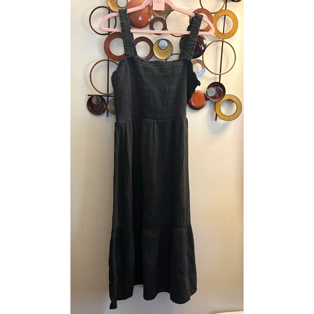 GAP Black Midi Sundress with Smocked Bodice